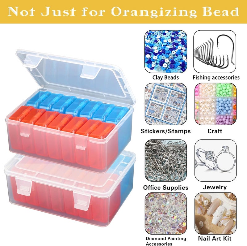 Mathtoxyz Small Bead Organizers(Red, Blue), 30 Pieces Plastic Storage Cases Mini Clear Bead Storage Containers Transparent Boxes with Hinged Lid and Rectangle Clear Craft Supply Case - Image 5